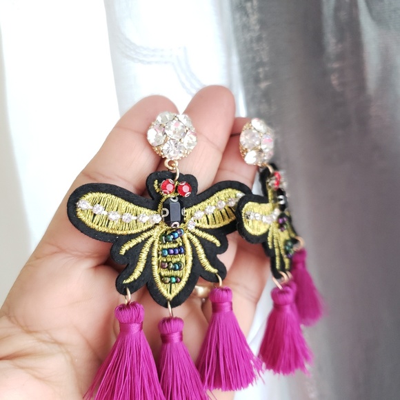 Handmade Jewelry - Bee earrings, handmade jewelry,  tassel earrings